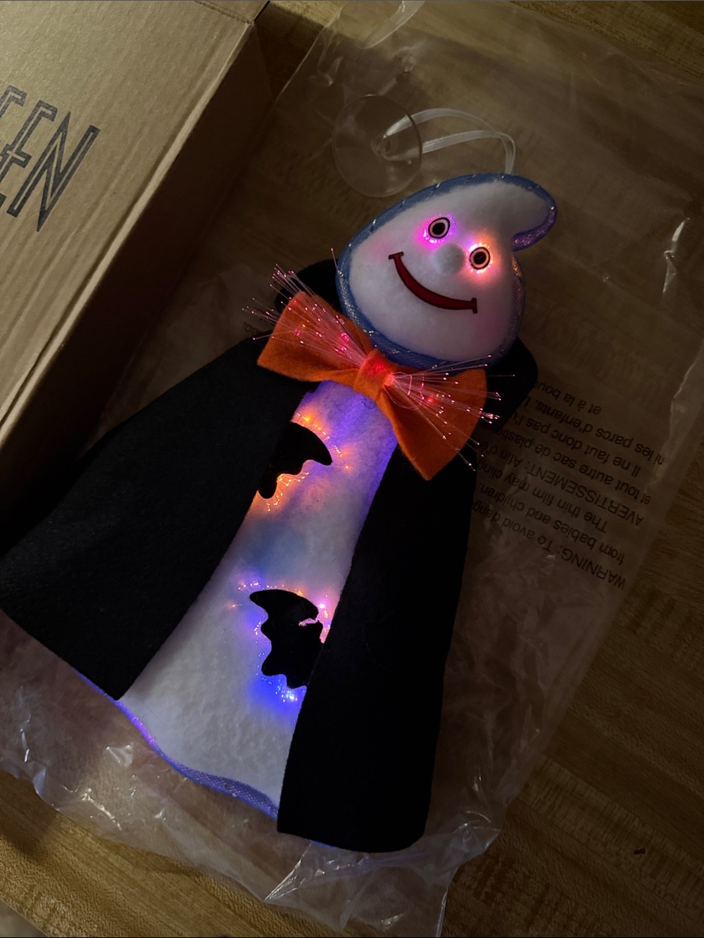 Avon 2004 White Ghost Halloween Décor with Black Cape and Orange Bow
